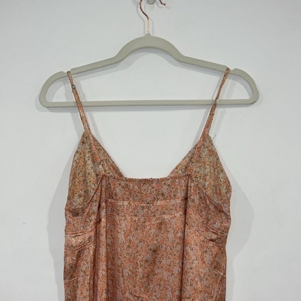 Zara Pink Ombré Floral Button Front Satin Midi Slip Dress Y2K Style Size Small - Picture 12 of 14